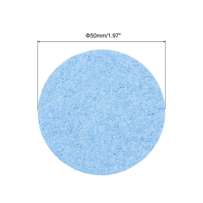 QUARKZMAN Pack of 15 Soldering Sponge 5 cm Round Blue Cleaning Pads Replacement for Cleaning Soldering Iron 6mm