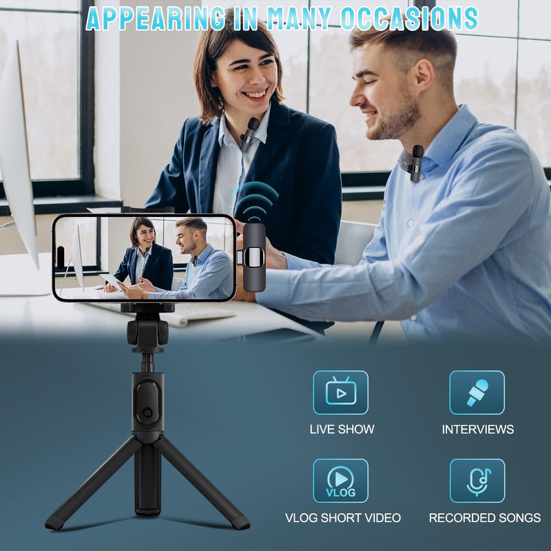 [AUSTRALIA] - Wireless Microphone for iPhone, Dual Professional Wireless Lavalier Microphone for iPhone iPad, Plug-Play Wireless Mic for Recording,Live Stream,YouTube,Facebook,TikTok,Vlog 