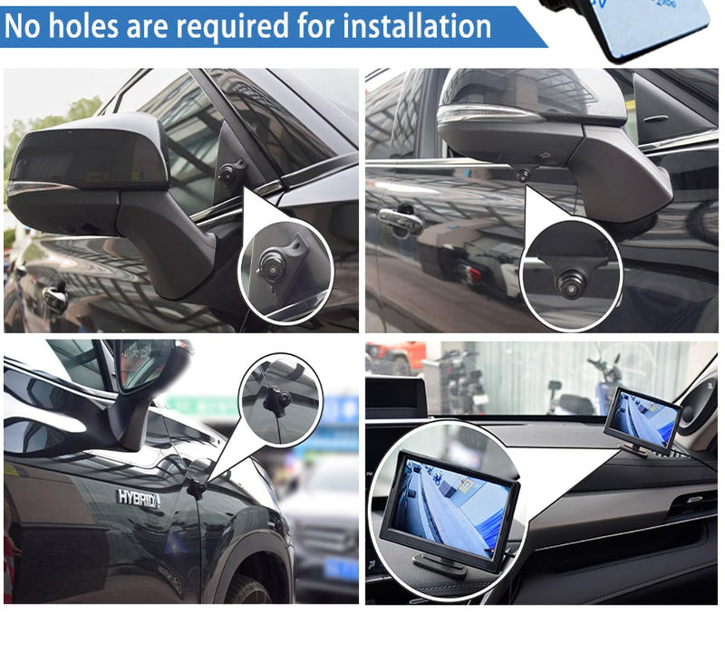 Car Side Rear View Backup Camera Reversing 5 in Monitor Reverse Image Front Parking Night Vision Rear Mirror Positive for Vehicle Waterproof IP68 Clear Night Vision Car Camera DSJ-530C-2