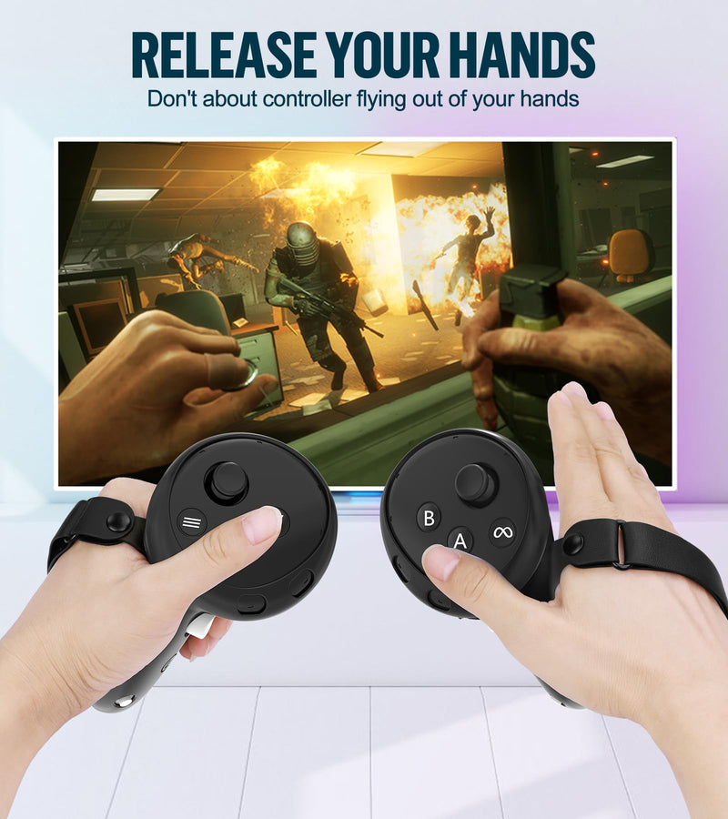 Silicone Cover Set Compatible with Oculus/Meta Quest 3, VR Accessories Protective Cover Includes Controller Grips, Front Shell Headset Cover and Face Cover (Black) Black