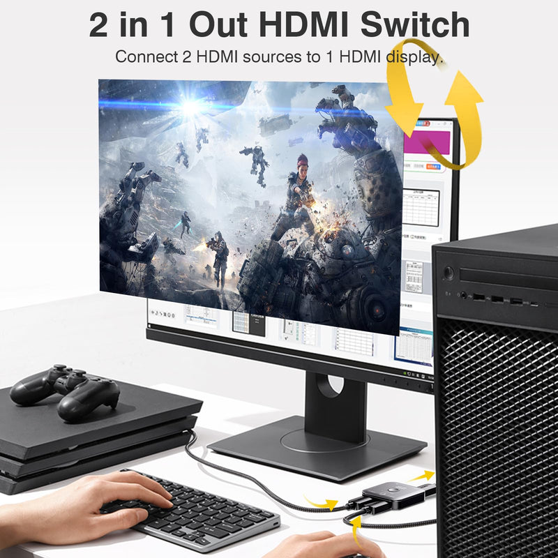 [AUSTRALIA] - 10K 8K HDMI Switch – 2 in 1 Out, Bi-Directional HDMI Splitter Switcher, 8K@60Hz, 4K@240Hz, Compatible with PS5, PS4, Xbox, Fire Stick, Apple TV, Projector 