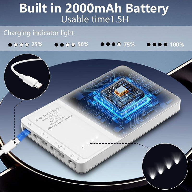 80 LED Selfie Light for iPhone,figifidia protable Phone Light with 3 Lights Modes,2500-9000K Brightness CRI95+ Power Panel Fill Light for Phone/Laptop/Tablet/tiktok Makeup, Video Conference