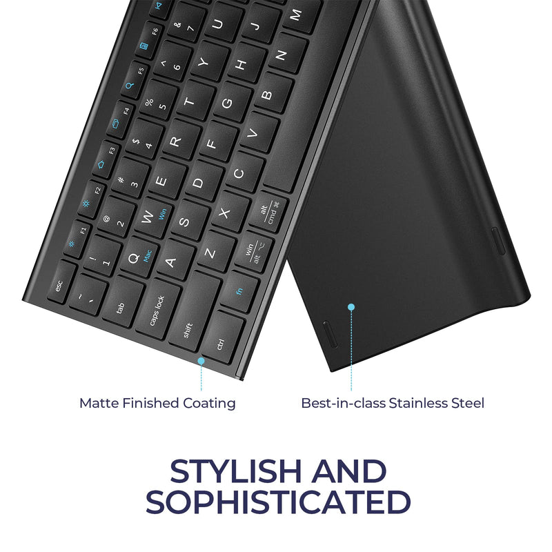 iClever GK20 2.4G Wireless Keyboard, USB-C Rechargeable Stainless Steel Ultra Slim Full Size Keyboard with Numeric Keypad for Windows 7/8/10, Mac, Chromes OS, iMac, MacBook Air/Pro, Laptop, Desktop PC Black