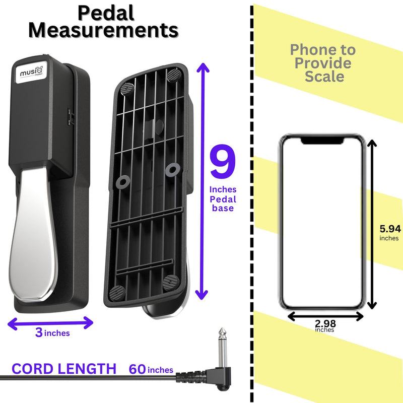 [AUSTRALIA] - Universal Sustain Pedal for Digital Piano & Electronic Keyboard, Anti-slip Foot Pedal with Polarity Switch 
