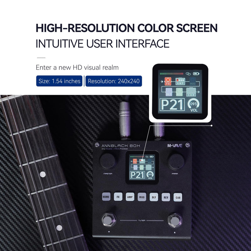 M-VAVE ANN Blackbox Guitar Pedal 80 Editable Presets Reverb Delay Boost Black Box with 6 Effect Modules AMP CAB BT Audio With APP Create Paremeters