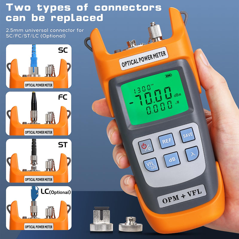 A-G710B Fiber Optic Power Meter Integrated Machine 30-70~+10dbm with LC Adapter SC/FC/ST Interface Adapter Fiber Optic Cable Tester Optical Power Meter