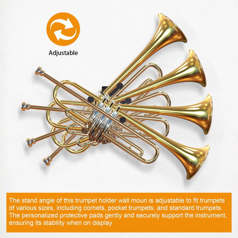 Trumpet Stand, Trumpet Wall Mount ,Adjustable Trumpet Holder for all Trumpets Including Piccolo and Pocket Trumpet