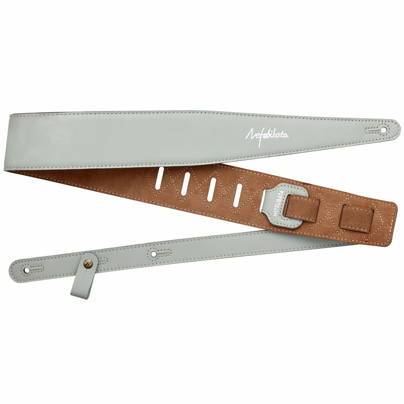 Nefelibata Guitar Strap 2.5", Head Layer Cowhide Italian Leather Adjustable Guitar Straps with Foam Padding for Bass, Electric, and Acoustic Guitars Light Green
