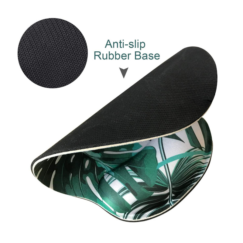 Ergonomic Mouse Pad with Wrist Support,Dooke Cute Wrist Pad with Non-Slip Rubber Base for Computer, Laptop, Home Office Gaming, Working, Easy Typing & Pain Relief Tropical Leaf Green Plant