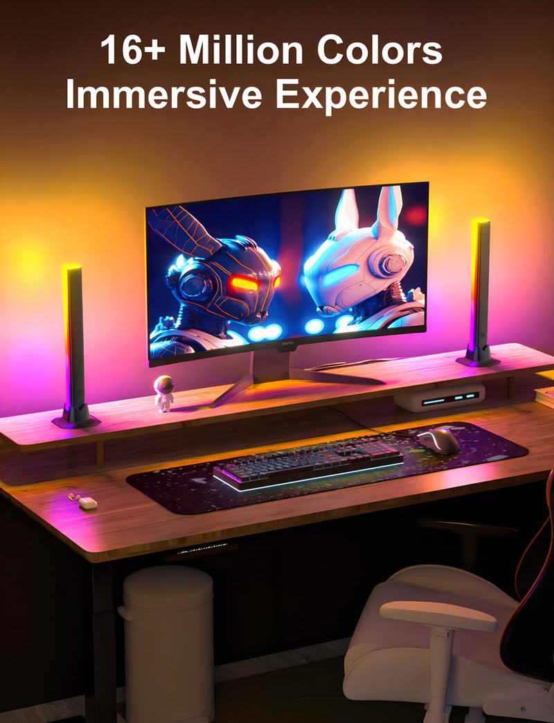 [AUSTRALIA] - RGB Light Bar, RGB IC LED Light Bar, Music Sync USB Powered, Color Changing Ambient Lighting for Gaming TV Desk Monitor PC Party, 2 Pair 