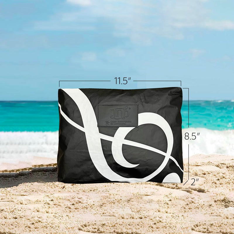 100% Coated Tyvek Material, Beach Pouch, Waterproof Pouch for Beach, Makeup Pouch, Wet Dry Bag,Clutch Black06