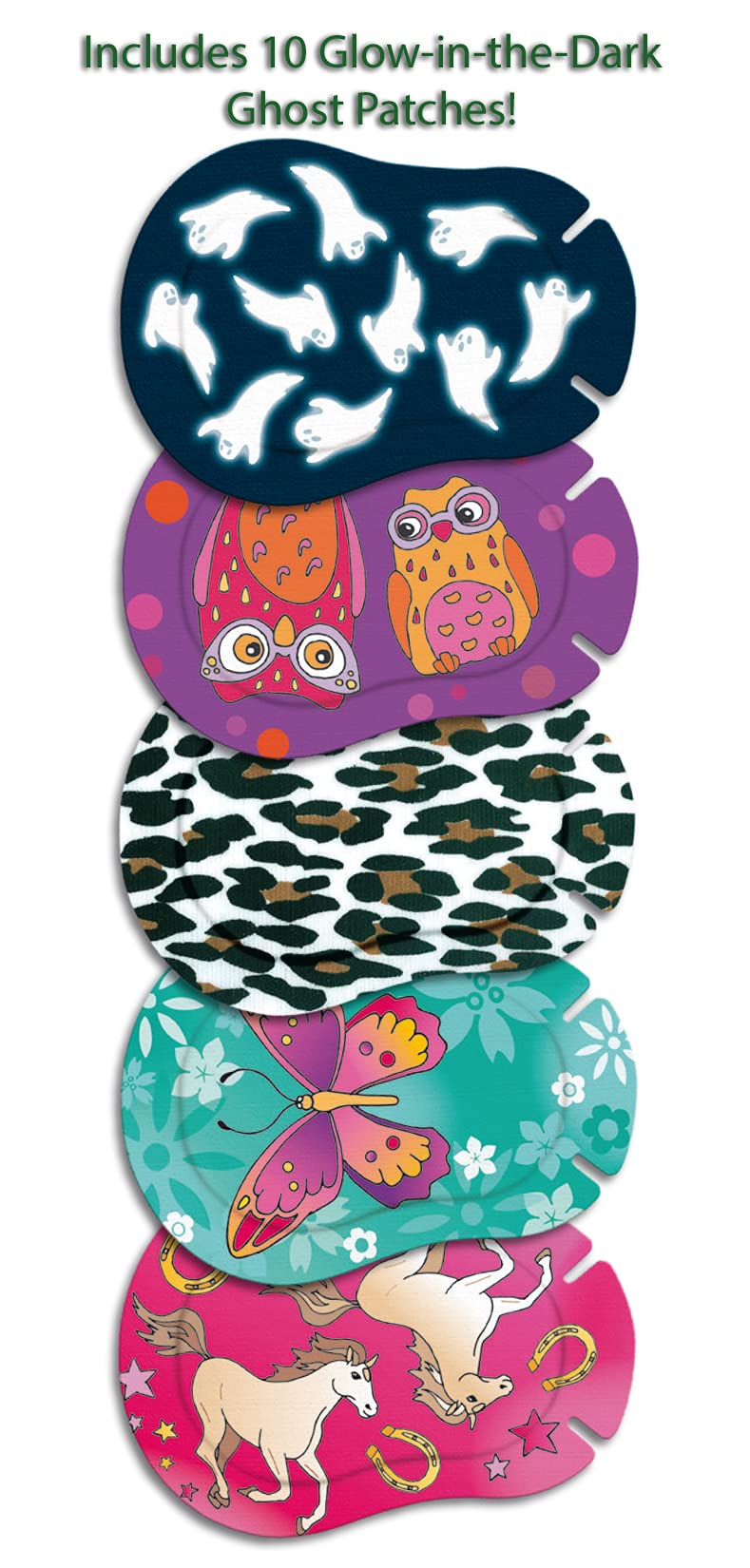 [AUSTRALIA] - Ortopad® Bamboo Girls Eye Patches, 50/Box (Regular Size, 4+ yrs) Ghosts/Owls Pack 50 Count (Pack of 1) 