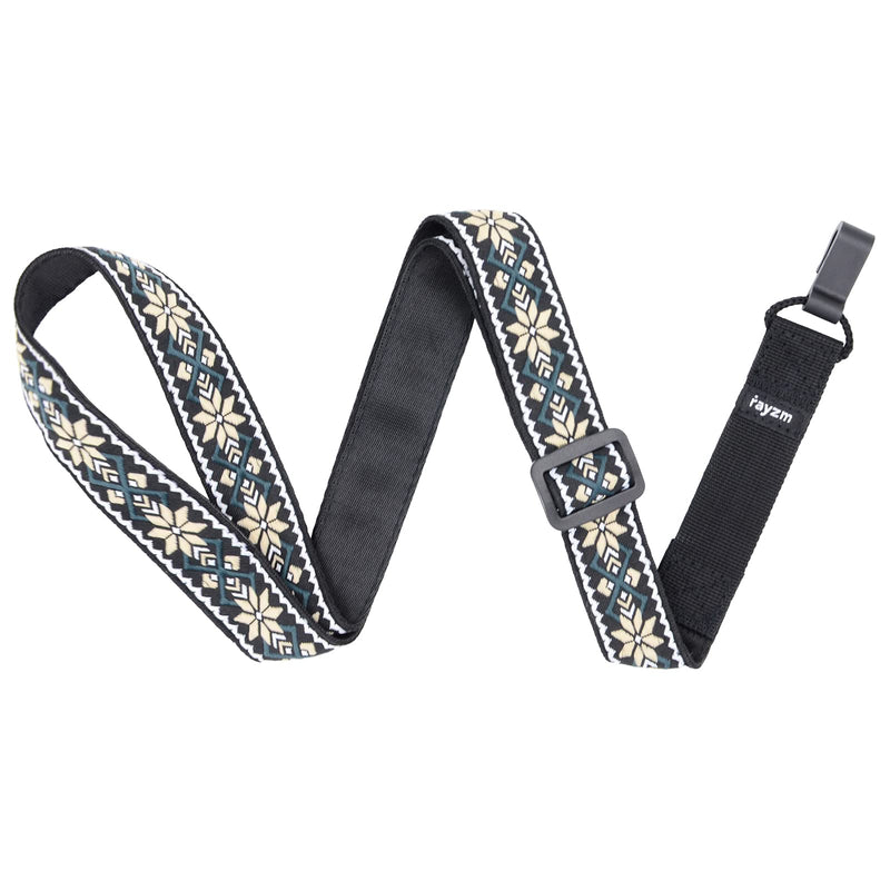 Clip-on Ukulele Strap, Jacquard Weave Cotton Strap for Ukulele, Adjustable Cotton Neck Sling Strap for Ukulele, Button-Free Cross-Chest Uke Strap, No Screws, Hands Free