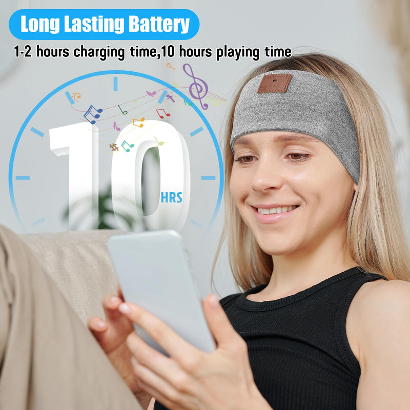 [AUSTRALIA] - 2-Pack Sleeping Headphones Bluetooth 5.4 Headband, Headband Headphones with Ultra-Thin Speakers, Headphones Headband for Side Sleepers, Running, Insomniac, Travel, Meditation（Black&Grey） Black+Grey 