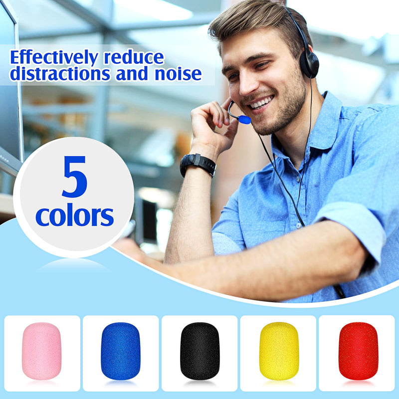 30 Pcs Mini Size Lapel Headset Microphone Windscreen Sponge Microphone Foam Covers Lavalier Mic Covers for Microphones Variety of Headset, Noise Reduction, 5 Colors