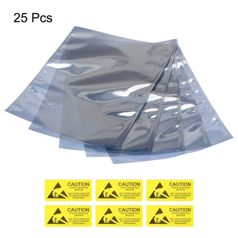MECCANIXITY Anti Static Bags Shielding Bag 25pcs 8x12inch(20x30cm) Open Top with Labels for Hard Drive HDD SSD