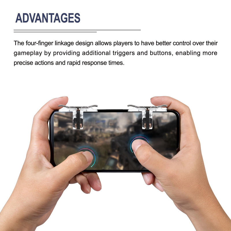 MECCANIXITY Gaming Trigger Mobile Game Controller 1 Pair Double Side Fire Keys ABS Universal Clear for 4.7-6.5 Inch Cell Phone