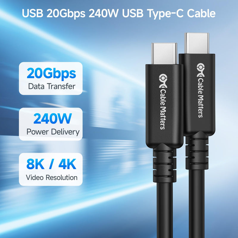 Cable Matters 20Gbps Long USB4 Cable, 9.8ft | [8K@30Hz / 4K@120Hz Video, 240W Charging, 20Gbps Data Transfer] USB 4 Cable Compatible with Thunderbolt 4, MacBook, XPS 9.8 Feet