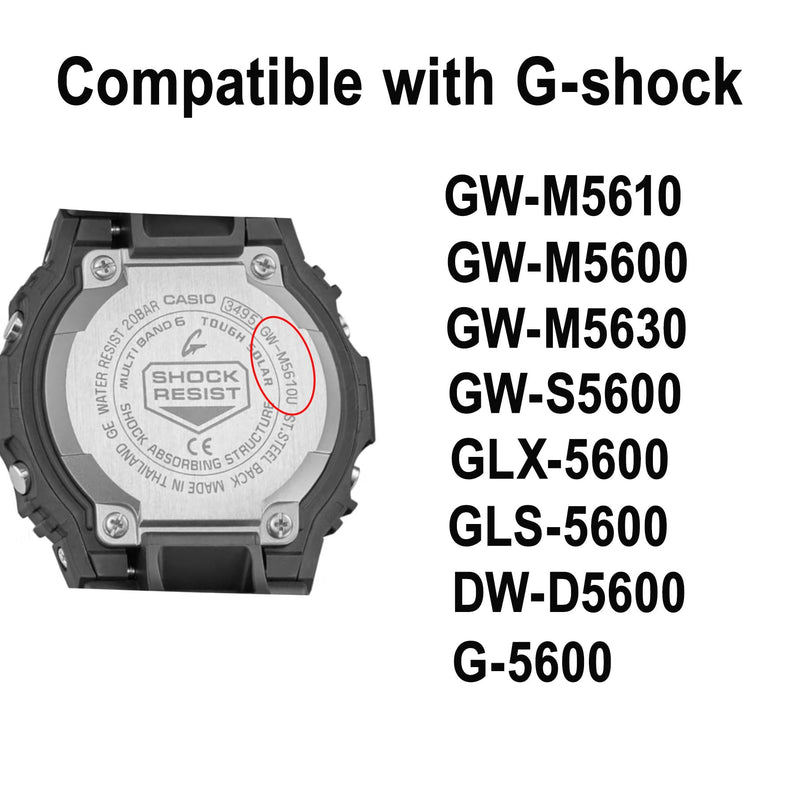316L Stainless Steel Watch Band and Bezel Compatible with Casio GWM-5610 Watch Mod Kit Replacement black