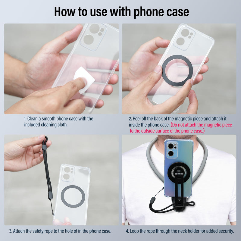 Sirui Magnetic Neck Mount for Phones, Neck Mount Holder POV Hand Free Necklace Mounting Vlog Acessories for iPhone, Android Phones and GoPro Hero 12 11 10 MAX, DJI, Insta360 Action Camera