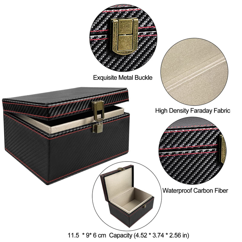 [AUSTRALIA] - Faraday Box for Car Keys and Carbon Fiber Faraday Bag for Key Fob Portable Keyless Entry Signal Blocking Pouch RFID Box for Car Keys Fob Protector Box Car Theft Prevention(Small Box+1 Car Key Case) A02-Small Box+1 Shielding Bag 
