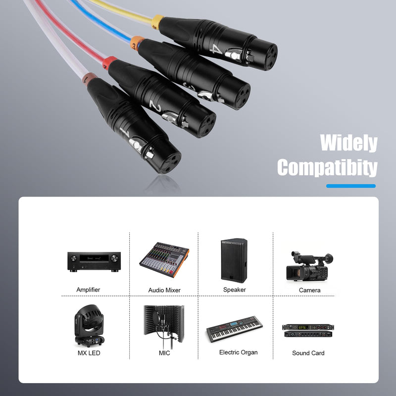 [AUSTRALIA] - Toronce 4 Channel Professional Multi-Media Snake Cable 4 Pairs Male to Female 3 Pin XLR Balanced Audio Extension Cable (10Feet) 4-Channel _10t 