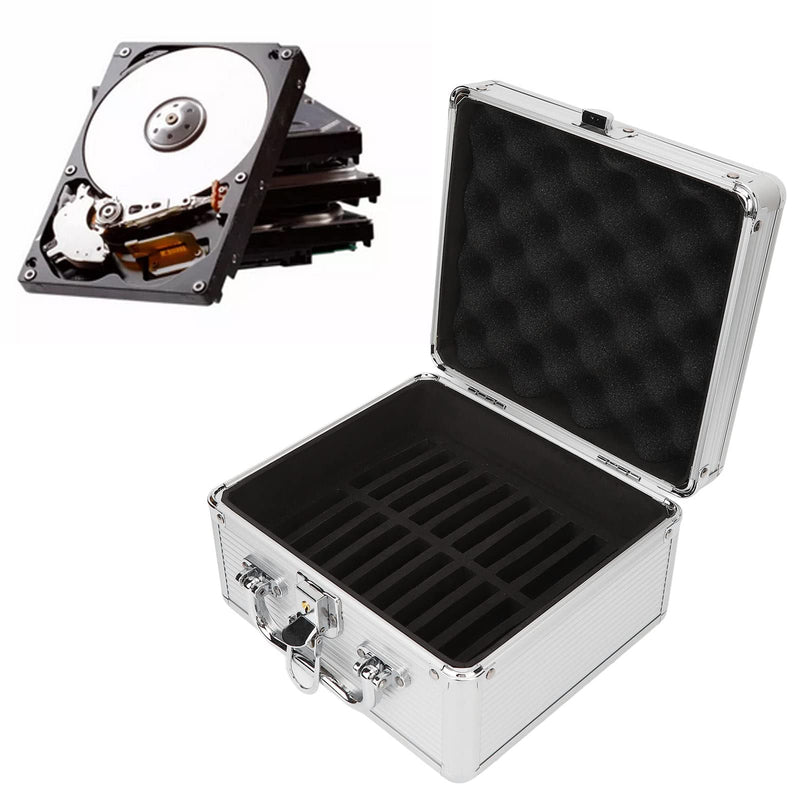 20 Bays 2.5in Hard Drive Storage Box with Safety Lock 2 Keys ABS Handle Shockproof Hard Drive Case with Cushioning Pad and Handle, Suitable for 2.5in Hard Drives