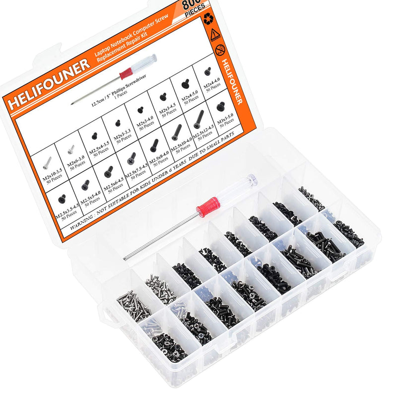 HELIFOUNER 800 Pieces Laptop Notebook Computer Screw Replacement Repair Kit, Electronic Repair Screws for SSD, Laptop Notebook Computer