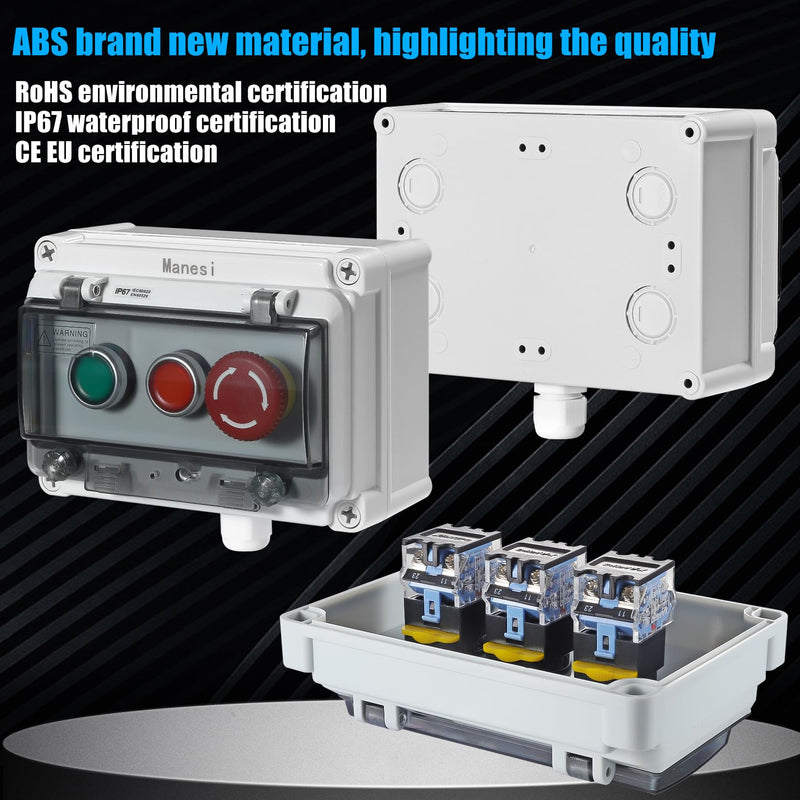 [AUSTRALIA] - Push Button Station IP67 Outdoor Waterproof Button Switch Box Emergency Stop Button Switch and Instantaneous Button Switch (Green and Red) with Protective Cover Anti-Misoperation Switch 