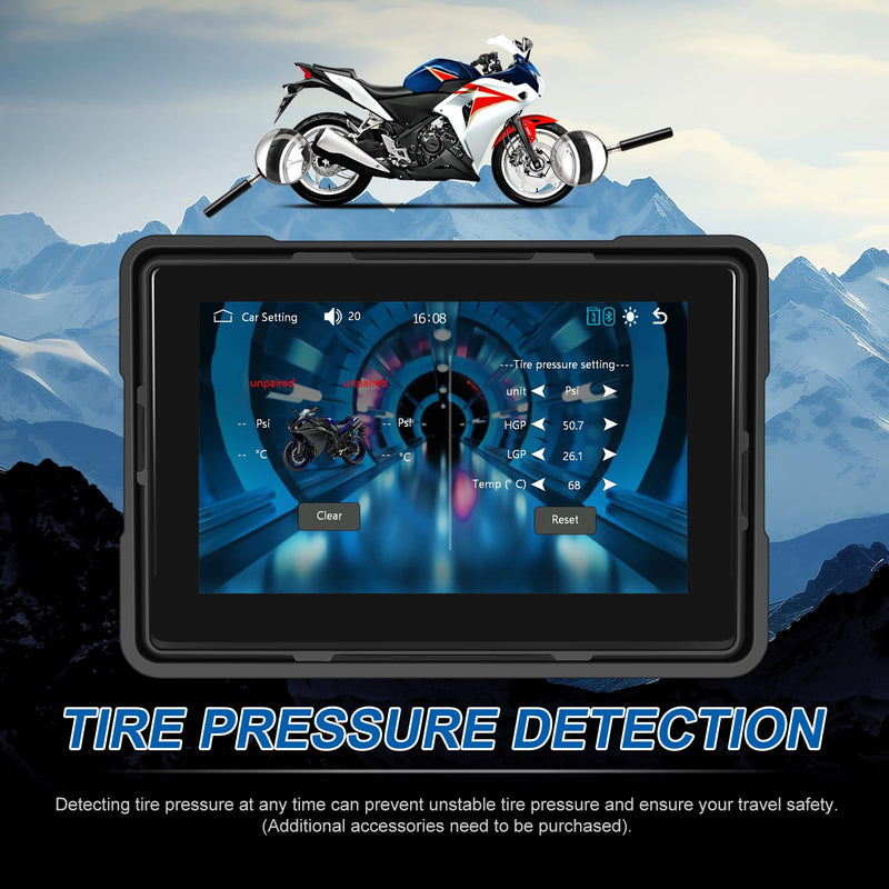 CAMECHO Motorcycle CarPlay Screen, 5" Waterproof Portable Wireless CarPlay Android Auto for Motorbike, Touch Screen Car Stereo Support Dual Bluetooth, Mirror Link, EQ, Siri Voice Control