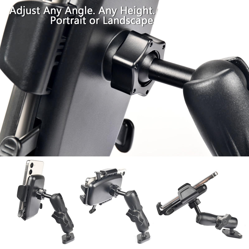 VAUBORTTI 1" Ball Phone Mount – Aluminum Alloy Arm & Base, Double Ball Joint, 360° Adjustable, Screw-Mounted Base, Fits RAM B Size System – Universal Holder for Car, Truck, Van, Desk, Wall, Dashboard