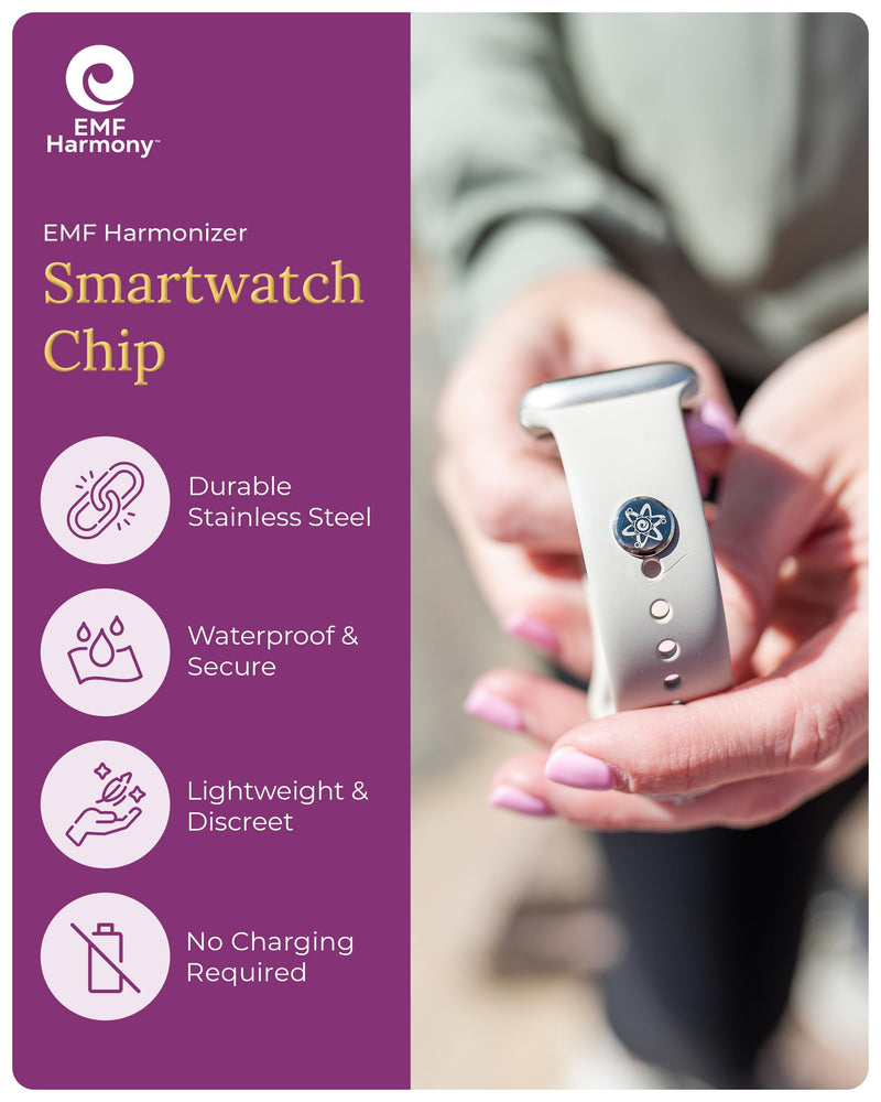 EMF Harmony Smartwatch Chip – Discreet Stainless Steel Bioresonance Rivet Accessory for Apple Watch, Garmin, Fitbit & Fitness Bands – Everyday Balance in a Wireless World