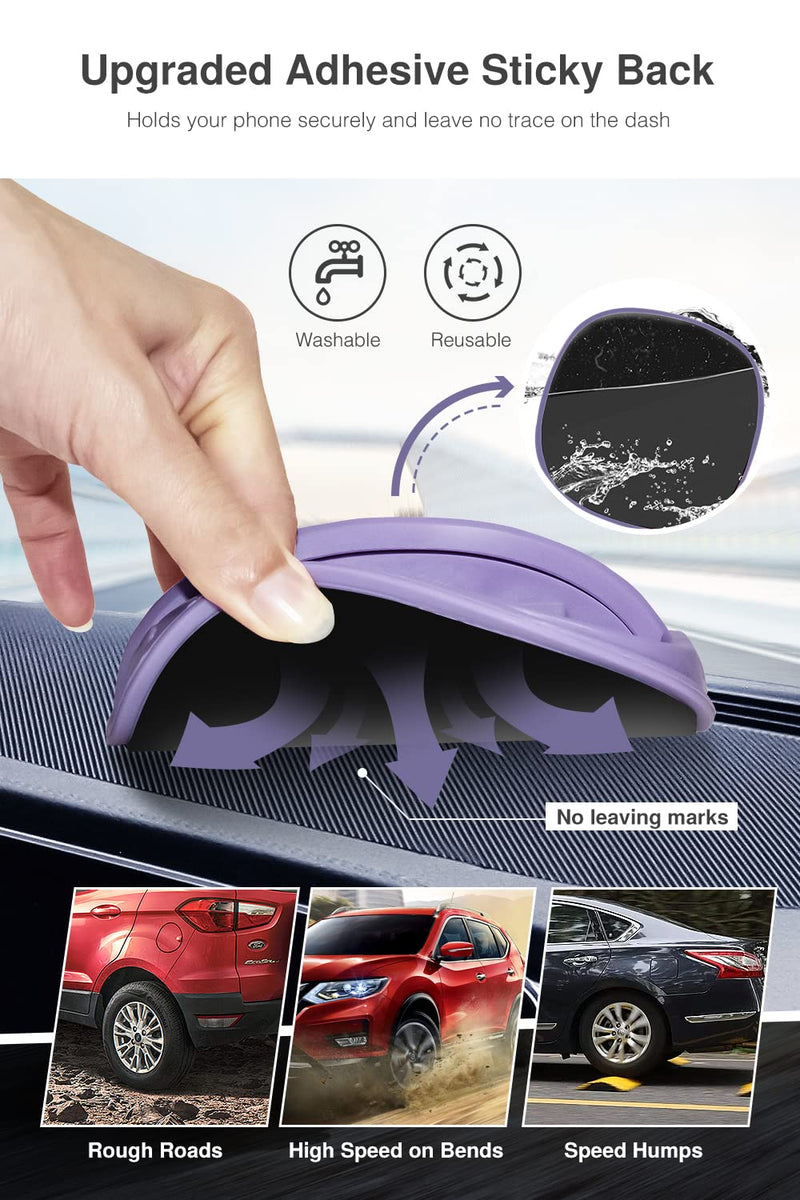 Loncaster Car Phone Holder, Black & Purple Car Phone Mount Silicone Car Pad Mat for Various Dashboards, Slip Free Phone Stand Compatible with iPhone, Samsung, Android, GPS Devices and More