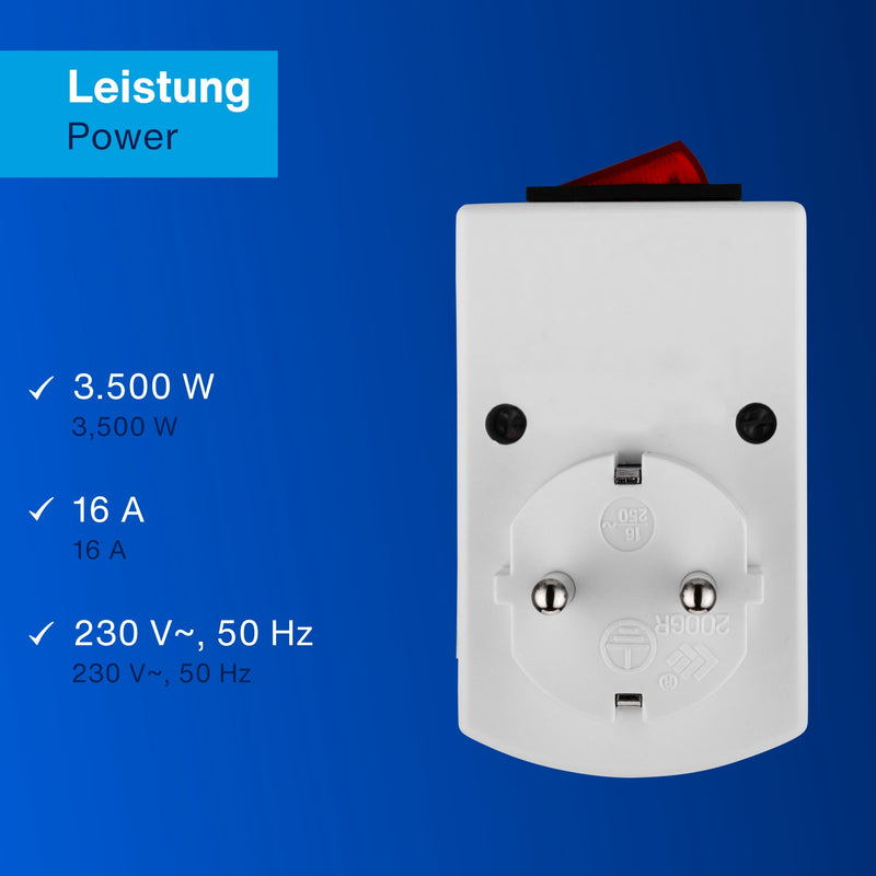 REV Socket adapter, switchable socket, transition plug, switchable socket max. 3500 W, white White 1