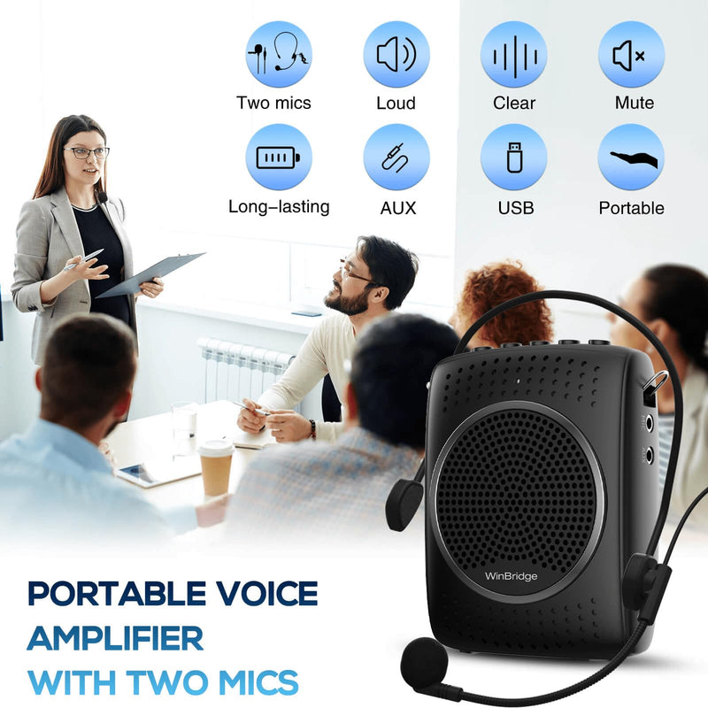[AUSTRALIA] - Portable Voice Amplifier Microphone with Speaker, Portable Speaker with Lavalier/Headset Microphone - Mini Pa System for Speaking Teachers Classroom Tour Guide 2024 Updated 