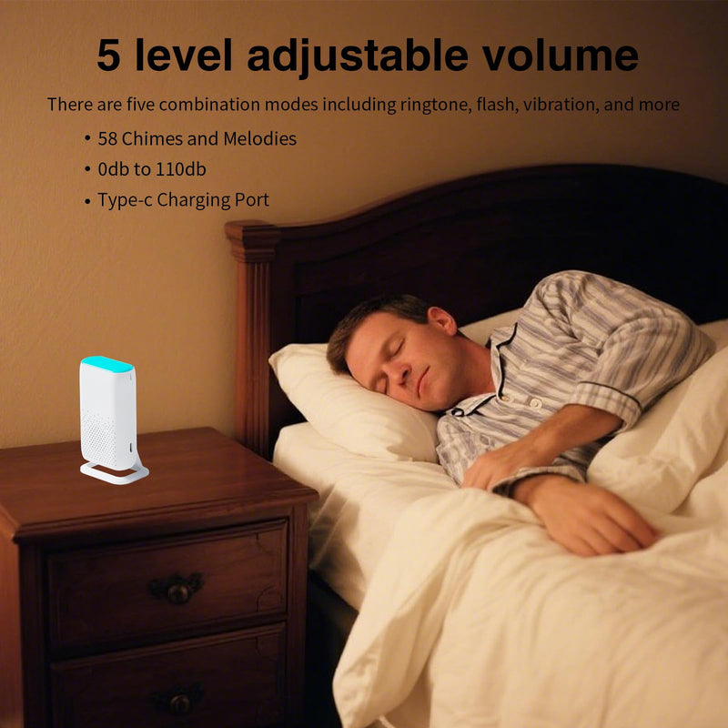 [AUSTRALIA] - Bed Sensor Alarm and Fall Prevention for Elderly, Motion Sensor Alert System with 58 Melody/LED/Vibration Mode, for Patients Seniors Elderly Monitoring at Home 2 Motion Sensors + 1 Receiver 