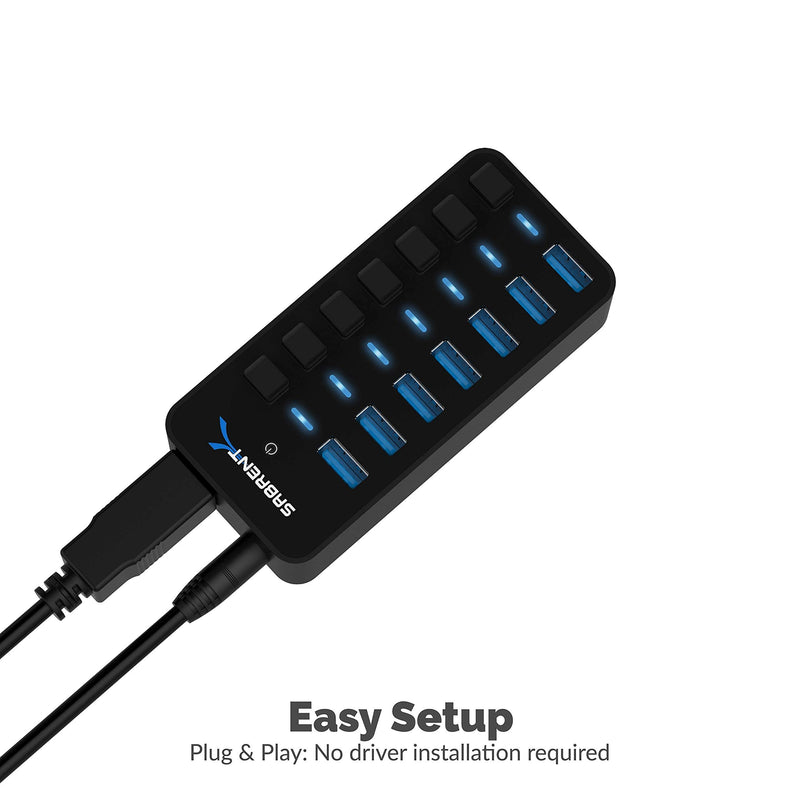 Sabrent USB 3.0 Tool-Free Enclosure + 36W 7-Port USB 3.0 Hub with Individual Power Switches