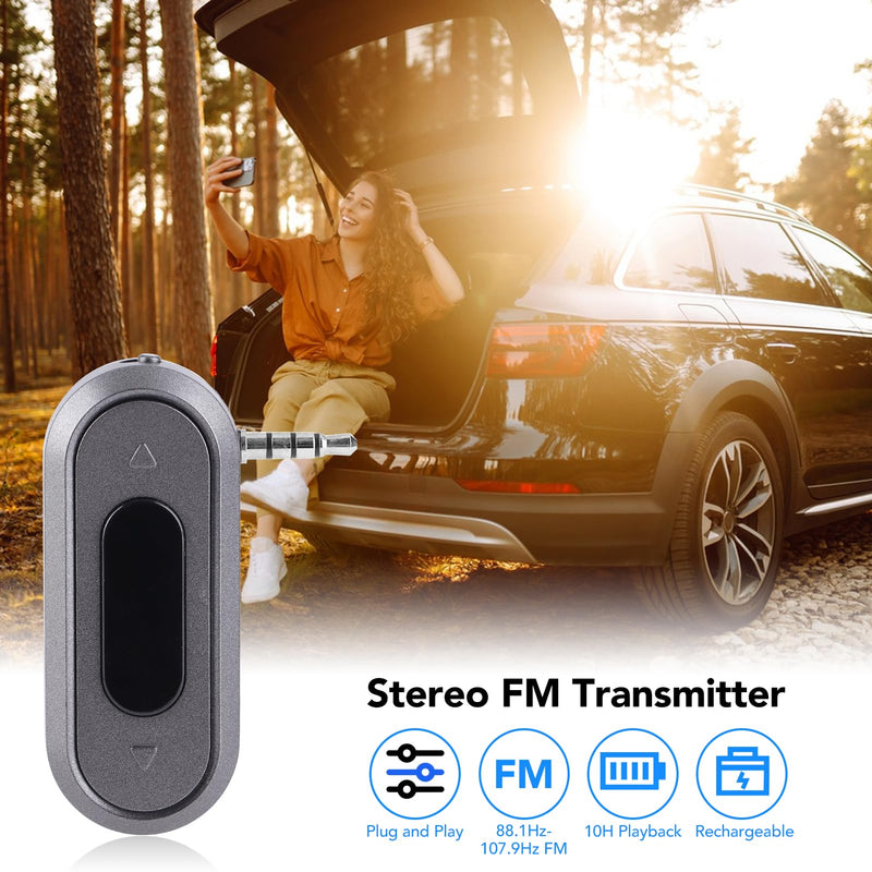 [AUSTRALIA] - ASHATA 3.5MM Audio Head Mobile Phone/Pad/MP3/MP4/MP5/Tablet FM Transmitter Built in 300mAh Battery Car Radio Transmitter 