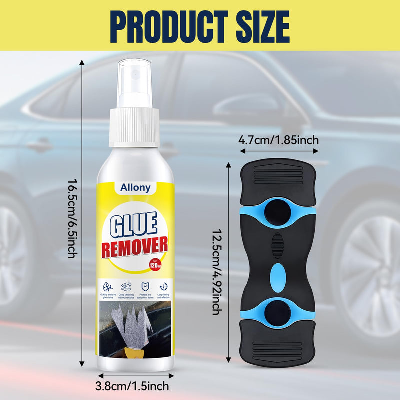 ALLONY Label Remover, Label Remover Spray, Adhesive Remover Extra Strong, Sticker Remover, Carbon Remover with Scraper, Quickly Removes Stubborn Adhesive Residue, Glue Remover - 120 ml