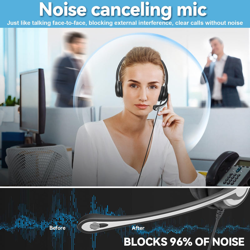 [AUSTRALIA] - Wantek Phone Headset with Microphone Noise Cancelling,Telephone Headset 2.5mm Jack Compatible with Panasonic AT&T Uniden Cisco Linksys Grandstream Vtech Polycom Cordless Office Phones 602-2.5 