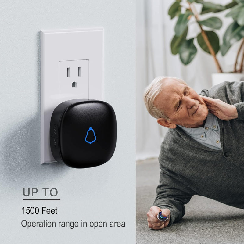 [AUSTRALIA] - Caregiver Pager, Wireless Call Button for Seniors/Elderly at Home, 3 SOS Buttons + 3 Receivers Medical Life Alert System, Emergency Panic Call Bell, Nurse Calling & Patient Assistance Alarm 3 Receivers + 3 Call Buttons Black 