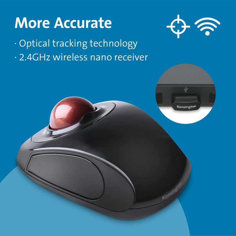 Kensington Orbit Wireless Trackball Mouse with Touch Scroll Ring (K72352US),Black Wireless Mouse