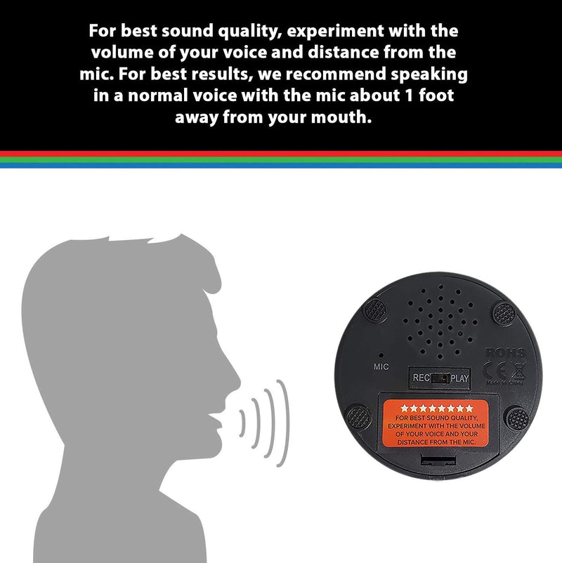 Inventiv 30 Second Custom Recordable Talking Button, Record & Playback Your Own Message, Quality Voice Sound Recorder - 15 Phrase Stickers Included (Green) Green