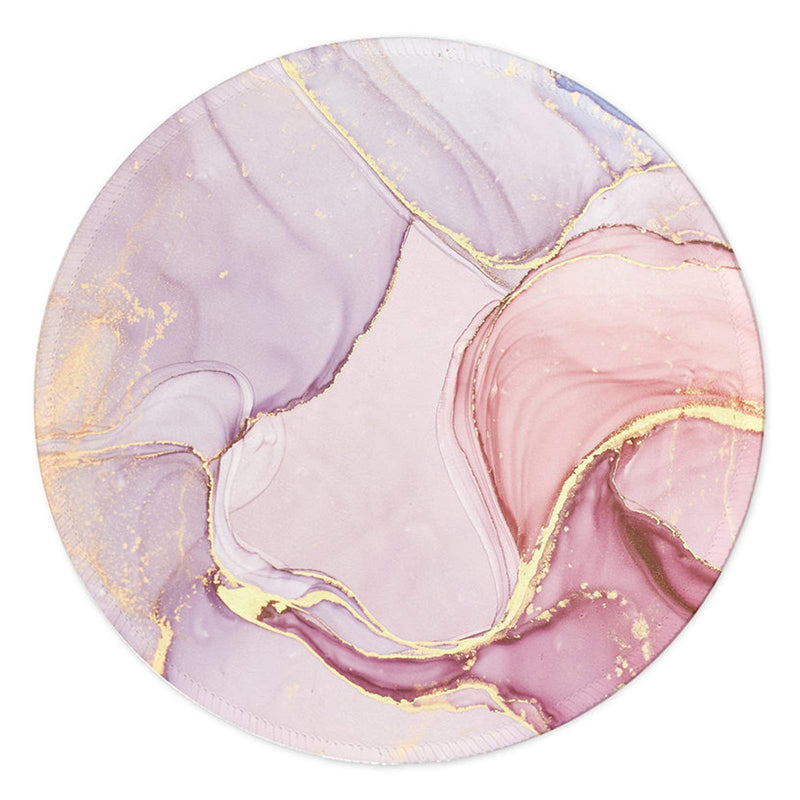 Mouse Pad,Anti Slip Rubber Round Mousepads Desktop Notebook Mouse Mat with Stitched Edge for Working and Gaming (Marble Pretty Pink) Marble Pretty Pink