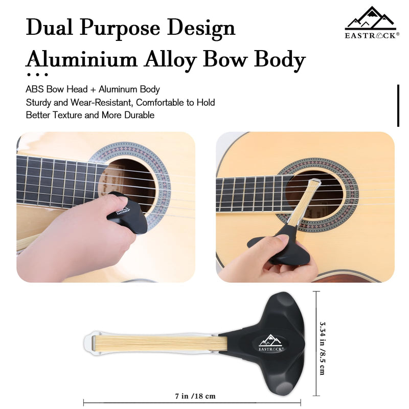 EASTROCK Guitar Bow, 2-in-1 Real Horsehair Guitar Bow for Acoustic, Create Violin & Cello-Like Sounds, Christmas Birthday Gift for Guitar Player and Music Lover, Short Black