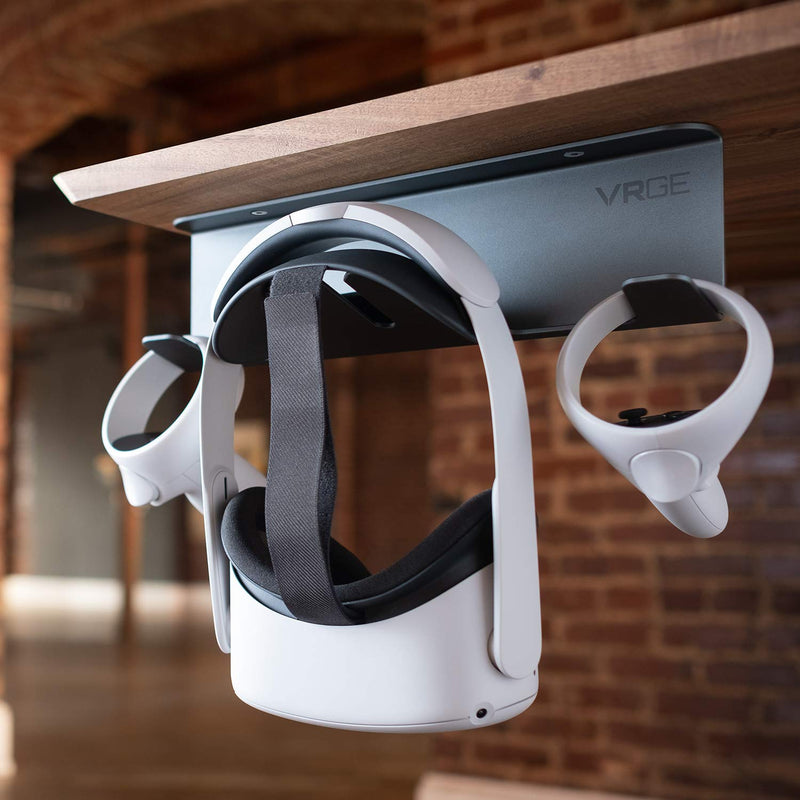 VR Stand Under Desk Storage Display Hook Organizer - Premium Metal - for Meta Oculus Quest 3/2, Sony Playstation PS5 VR2, Valve Index and Mixed Reality Headsets