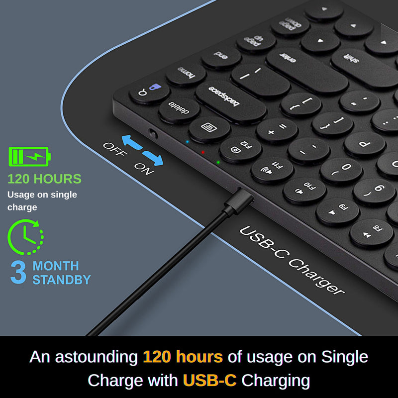 Bluetooth Keyboard for iPad, iPhone, Android, Apple, Windows – Streamlined, Compact Multi Device Keyboard – Ergonomic Bluetooth Wireless Keyboard for Mac, PC – Computer Keyboard Bluetooth by Vortec