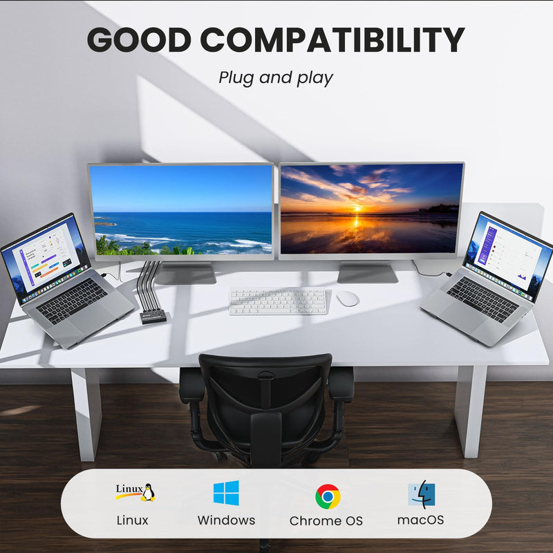 KCEVE USB Switch 4 Computers, USB3.0 Switch for 4 Computer Share 4 USB Devices, with Wired Remote(4K 4 in 4 Out KM)