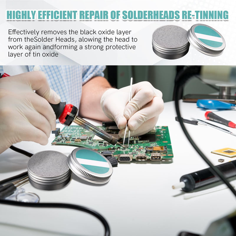 Soldering Tip Cleaner Set, Soldering Tips Reactivator with Desoldering Wire, Tip Activator for Reactivating Oxidised Soldering Tips, Cleaning Tips Cleaner, Soldering Iron Accessories, Gently Removes