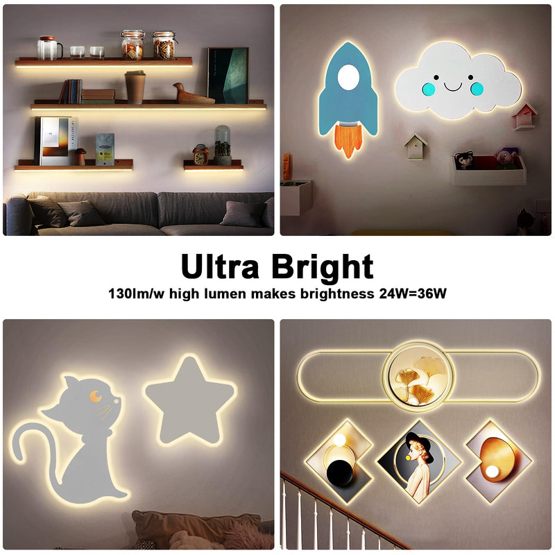 White COB Led Strip Lights Max with RF Remote, 16.4ft 3000K Dimmable Ultra Bright Warm White COB Light Strip, Adhesive Indoor COB Led Lights for Living Room, Shelf, Cabinet 3000K-Warm White